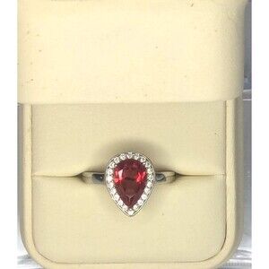 Lab-Created Padparadscha Sapphire Shape Ring - Pear, Red, Size 9.75